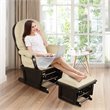 Costway Contemporary Fabric Rocking Chair Glider & Ottoman Set in Beige