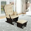 Costway Contemporary Fabric Rocking Chair Glider & Ottoman Set in Beige
