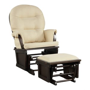 Costway Contemporary Fabric Rocking Chair Glider & Ottoman Set in Beige