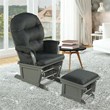 Costway Contemporary Fabric Rocking Chair Glider & Ottoman Set in Dark Gray