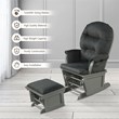 Costway Contemporary Fabric Rocking Chair Glider & Ottoman Set in Dark Gray