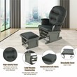 Costway Contemporary Fabric Rocking Chair Glider & Ottoman Set in Dark Gray