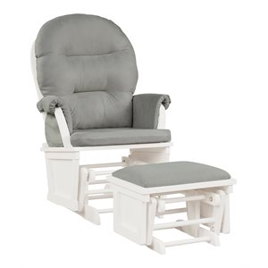 Costway Baby Nursery Relax Rocker Glider & Ottoman Set with Cushion in Gray