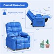 Costway Youth Recliner Chair with Cup Holders and Side Pockets in Blue
