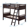 Costway Contemporary MDF and Wood Twin Over Twin Bunk Bed in Espresso