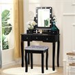 Costway Vanity Set with Dressing Table and Cushion Stool in Black