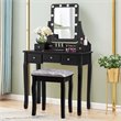 Costway Vanity Set with Dressing Table and Cushion Stool in Black