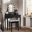 Costway Vanity Set with Dressing Table and Cushion Stool in Black
