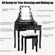 Costway Vanity Set with Dressing Table and Cushion Stool in Black