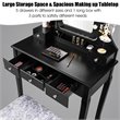 Costway Vanity Set with Dressing Table and Cushion Stool in Black
