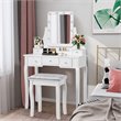 Costway Vanity Set with Dressing Table and Cushion Stool in White