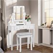 Costway Vanity Set with Dressing Table and Cushion Stool in White
