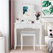 Costway Vanity Set with Dressing Table and Cushion Stool in White