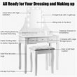 Costway Vanity Set with Dressing Table and Cushion Stool in White