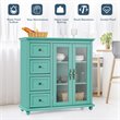 Costway Drawers & Doors Buffet Sideboard Table Kitchen Storage Cabinet in Green