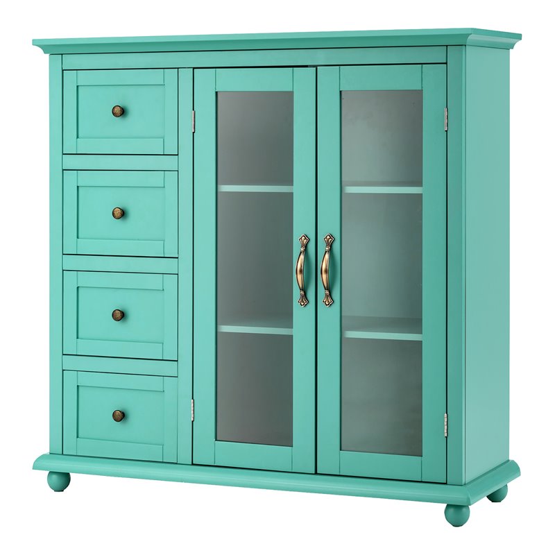 Costway Drawers & Doors Buffet Sideboard Table Kitchen Storage Cabinet in Green
