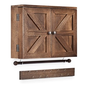 Costway Wall Mounted Organizer Vintage Wood Jewelry Box Holder in Brown