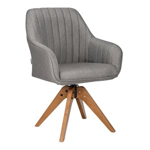 Costway Contemporary Fabric Swivel Accent Chair with Beech Wood Legs in Gray