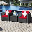 Costway 3-piece Rattan Patio Wicker Furniture Set with Cushion in Red