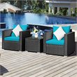 Costway 3-piece Rattan Patio Wicker Furniture Set with Cushion in Turquoise