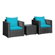 Costway 3-piece Rattan Patio Wicker Furniture Set with Cushion in Turquoise