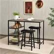 Costway 3-piece Counter Height Dining Bar Table Set with 2 Stools in Gray
