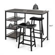 Costway 3-piece Counter Height Dining Bar Table Set with 2 Stools in Gray