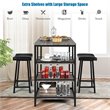 Costway 3-piece Counter Height Dining Bar Table Set with 2 Stools in Gray