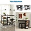 Costway 3-piece Counter Height Dining Bar Table Set with 2 Stools in Gray