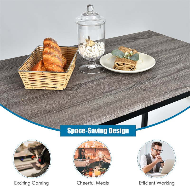 Costway 3-piece Counter Height Dining Bar Table Set with 2 Stools in Gray