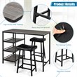 Costway 3-piece Counter Height Dining Bar Table Set with 2 Stools in Gray