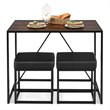 Costway 3-piece Kitchen Dining Table Set with Metal Frame & 2 Stools in Brown