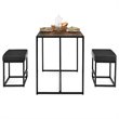 Costway 3-piece Kitchen Dining Table Set with Metal Frame & 2 Stools in Brown