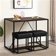 Costway 3-piece Kitchen Dining Table Set with Metal Frame & 2 Stools in Brown