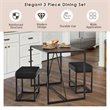 Costway 3-piece Kitchen Dining Table Set with Metal Frame & 2 Stools in Brown