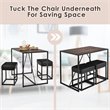 Costway 3-piece Kitchen Dining Table Set with Metal Frame & 2 Stools in Brown