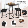 Costway 3-piece Kitchen Dining Table Set with Metal Frame & 2 Stools in Brown