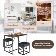 Costway 3-piece Kitchen Dining Table Set with Metal Frame & 2 Stools in Brown