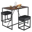 Costway 3-piece Kitchen Dining Table Set with Metal Frame & 2 Stools in Brown