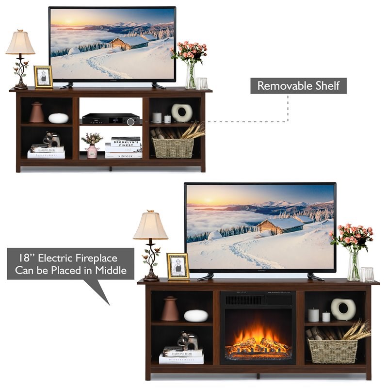 Costway 2-tier TV Stand Entertainment Center for TV's up to 65