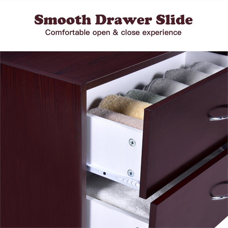Costway 2-Drawer End Table Nightstand Dresser Organizer with Handle in Brown