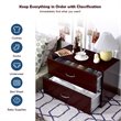 Costway 2-Drawer End Table Nightstand Dresser Organizer with Handle in Brown