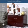Costway 2-Drawer End Table Nightstand Dresser Organizer with Handle in Brown