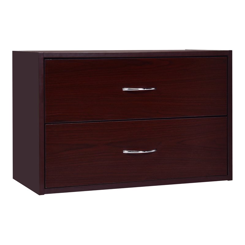 Costway 2-Drawer End Table Nightstand Dresser Organizer with Handle in Brown