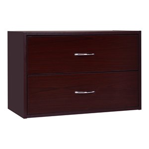 Costway 2-Drawer End Table Nightstand Dresser Organizer with Handle in Brown