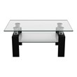 Costway Rectangle Glass Coffee Table with Metal Legs for Livingroom in Black
