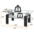 Costway Rectangle Glass Coffee Table with Metal Legs for Livingroom in Black