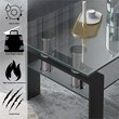 Costway Rectangle Glass Coffee Table with Metal Legs for Livingroom in Black