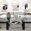 Costway Rectangle Glass Coffee Table with Metal Legs for Livingroom in Black