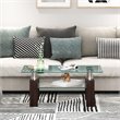 Costway Rectangle Glass Coffee Table with Metal Legs for Livingroom in Coffee